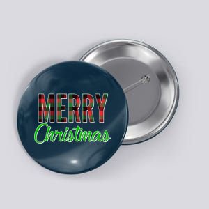 Merry Christmas Plaid Button