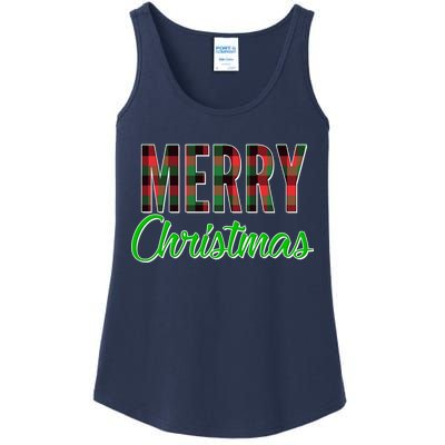 Merry Christmas Plaid Ladies Essential Tank