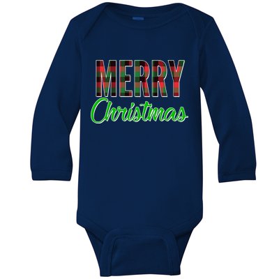 Merry Christmas Plaid Baby Long Sleeve Bodysuit