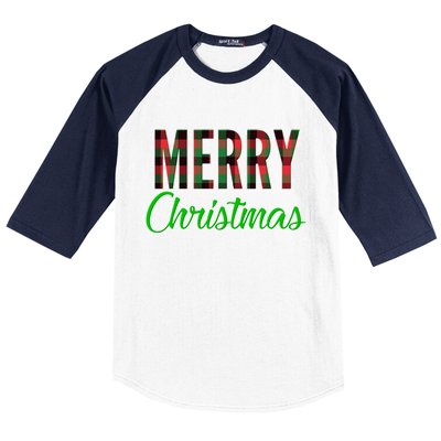 Merry Christmas Plaid Baseball Sleeve Shirt