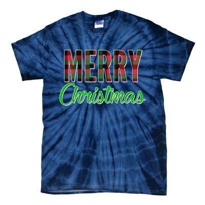 Merry Christmas Plaid Tie-Dye T-Shirt