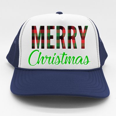 Merry Christmas Plaid Trucker Hat