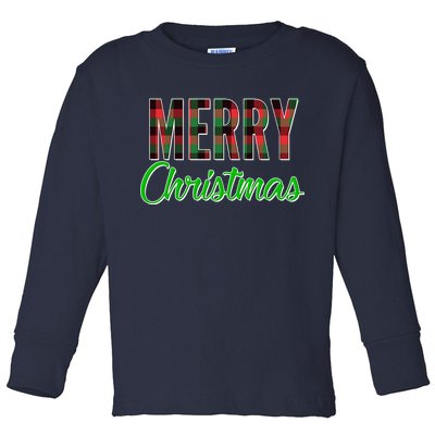 Merry Christmas Plaid Toddler Long Sleeve Shirt