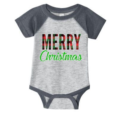 Merry Christmas Plaid Infant Baby Jersey Bodysuit