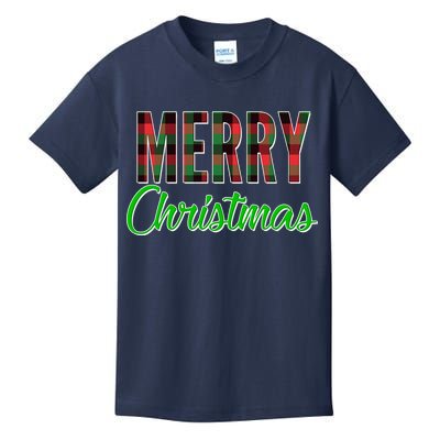 Merry Christmas Plaid Kids T-Shirt