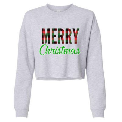 Merry Christmas Plaid Cropped Pullover Crew