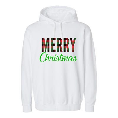 Merry Christmas Plaid Garment-Dyed Fleece Hoodie