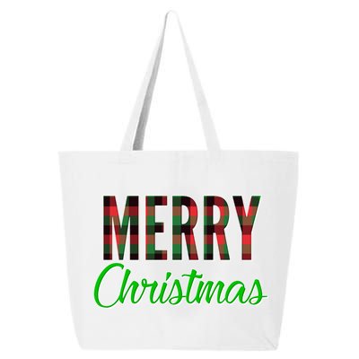 Merry Christmas Plaid 25L Jumbo Tote