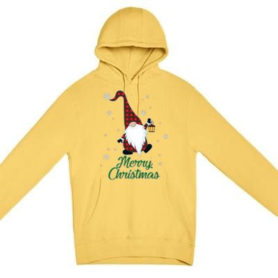 Merry Christmas Plaid Garden Gnome Premium Pullover Hoodie