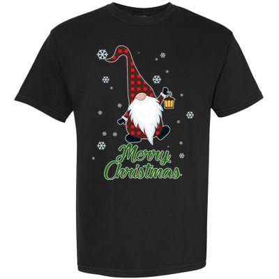 Merry Christmas Plaid Garden Gnome Garment-Dyed Heavyweight T-Shirt