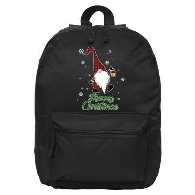 Merry Christmas Plaid Garden Gnome 16 in Basic Backpack