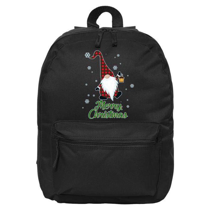 Merry Christmas Plaid Garden Gnome 16 in Basic Backpack