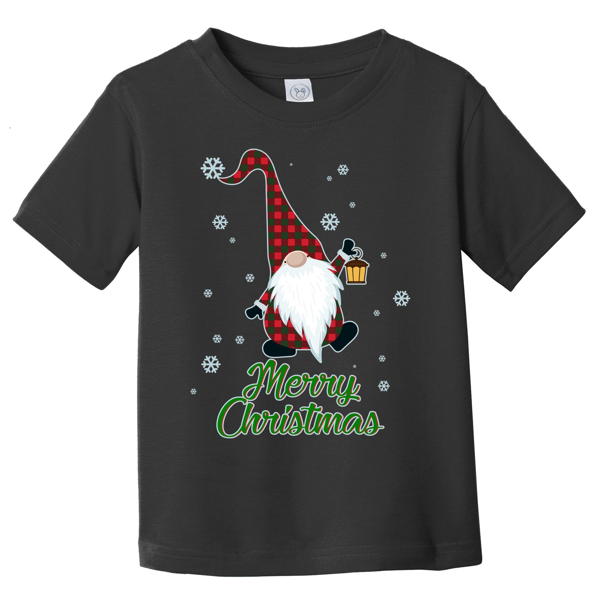 Merry Christmas Plaid Garden Gnome Toddler T-Shirt