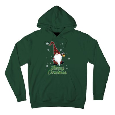 Merry Christmas Plaid Garden Gnome Hoodie