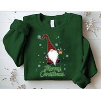 Merry Christmas Plaid Garden Gnome Sweatshirt