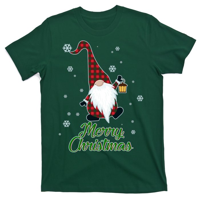 Merry Christmas Plaid Garden Gnome T-Shirt