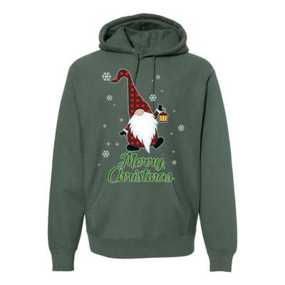 Merry Christmas Plaid Garden Gnome Premium Hoodie