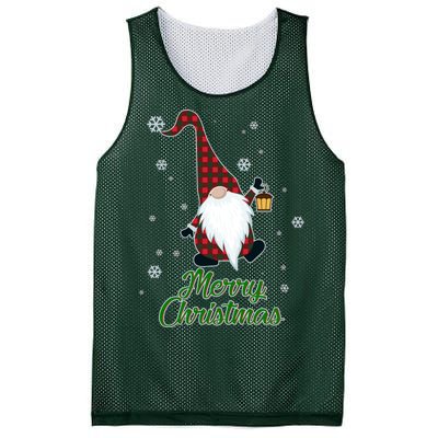 Merry Christmas Plaid Garden Gnome Mesh Reversible Basketball Jersey Tank