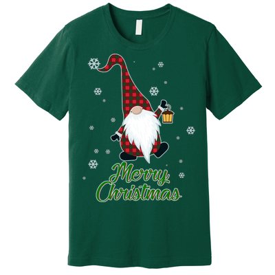 Merry Christmas Plaid Garden Gnome Premium T-Shirt