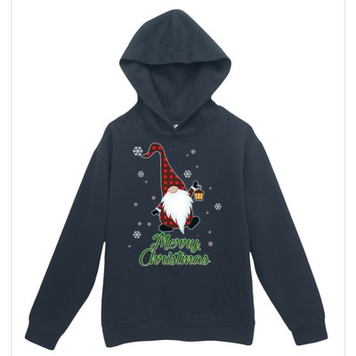 Merry Christmas Plaid Garden Gnome Urban Pullover Hoodie