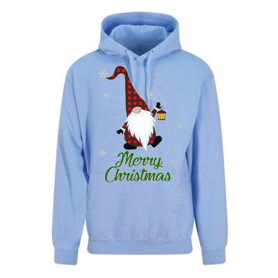 Merry Christmas Plaid Garden Gnome Unisex Surf Hoodie