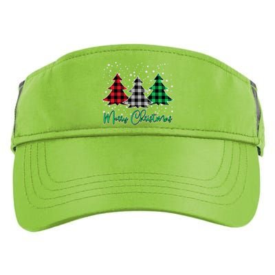 Merry Christmas Plaid Trees Adult Drive Performance Visor