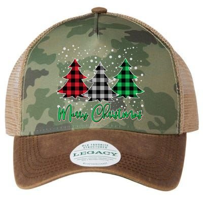 Merry Christmas Plaid Trees Legacy Tie Dye Trucker Hat