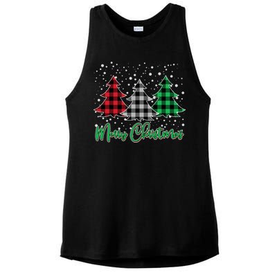 Merry Christmas Plaid Trees Ladies PosiCharge Tri-Blend Wicking Tank