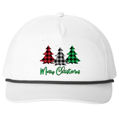 Merry Christmas Plaid Trees Snapback Five-Panel Rope Hat