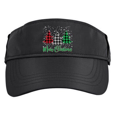 Merry Christmas Plaid Trees Adult Drive Performance Visor