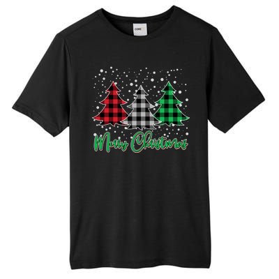 Merry Christmas Plaid Trees Tall Fusion ChromaSoft Performance T-Shirt