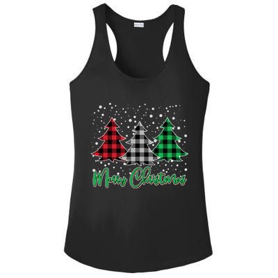Merry Christmas Plaid Trees Ladies PosiCharge Competitor Racerback Tank