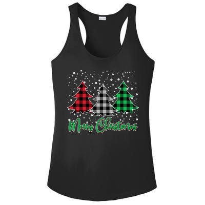 Merry Christmas Plaid Trees Ladies PosiCharge Competitor Racerback Tank