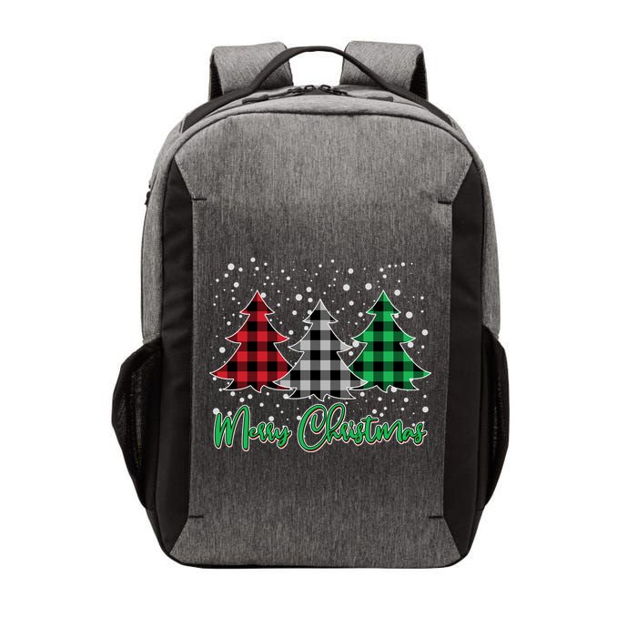 Merry Christmas Plaid Trees Vector Backpack