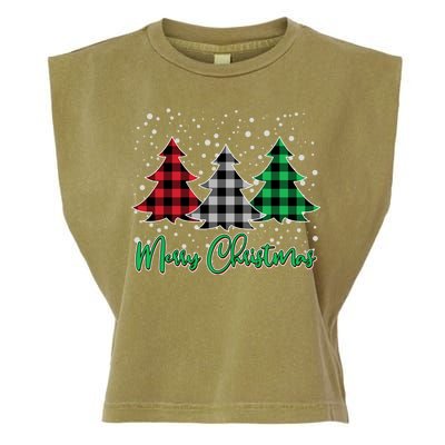 Merry Christmas Plaid Trees Garment-Dyed Women's Muscle Tee