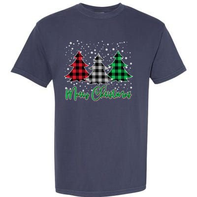 Merry Christmas Plaid Trees Garment-Dyed Heavyweight T-Shirt