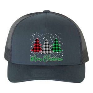 Merry Christmas Plaid Trees Yupoong Adult 5-Panel Trucker Hat