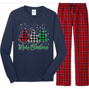 Merry Christmas Plaid Trees Long Sleeve Pajama Set