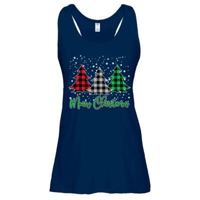 Merry Christmas Plaid Trees Ladies Essential Flowy Tank