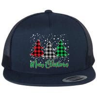 Merry Christmas Plaid Trees Flatbill Hat