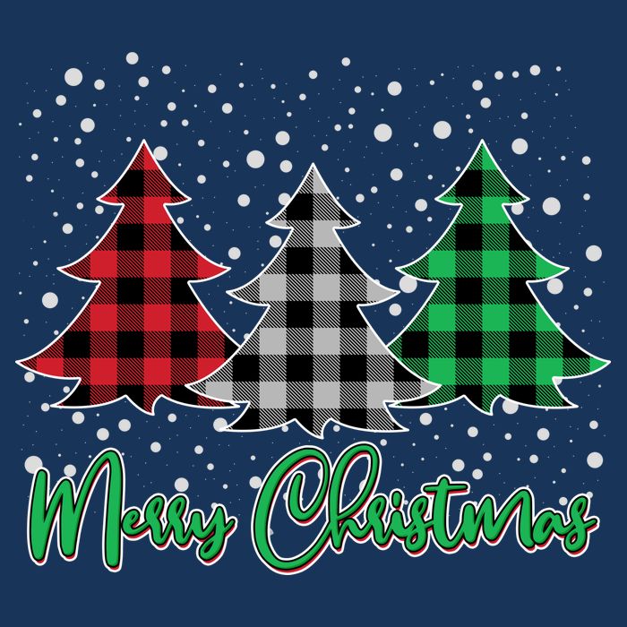 Merry Christmas Plaid Trees Flatbill Hat
