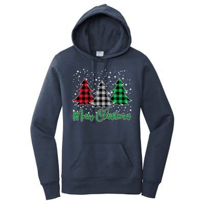 Merry Christmas Plaid Trees Women's Pullover Hoodie