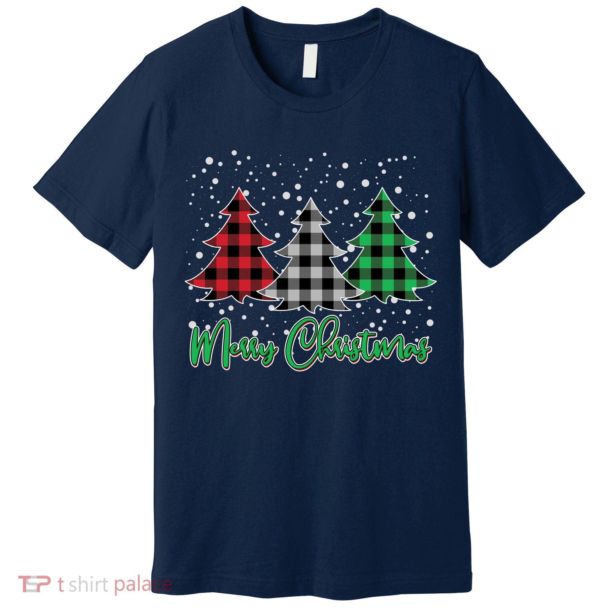 Merry Christmas Plaid Trees Premium T-Shirt