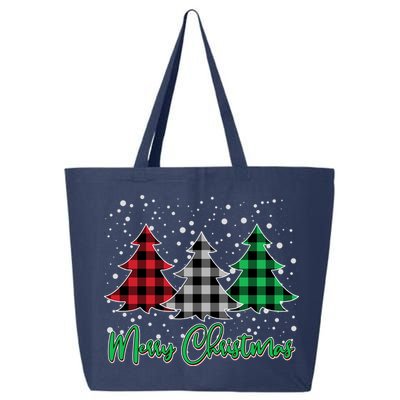 Merry Christmas Plaid Trees 25L Jumbo Tote