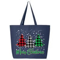 Merry Christmas Plaid Trees 25L Jumbo Tote