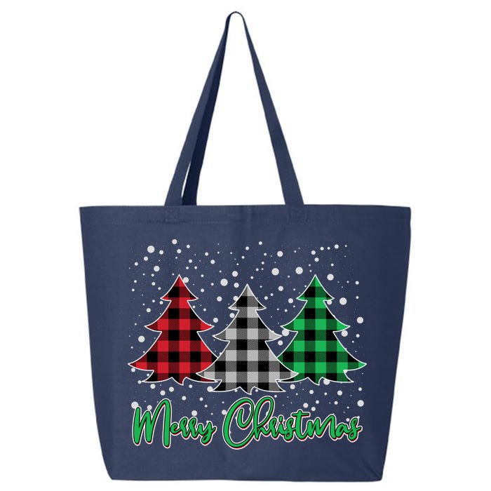 Merry Christmas Plaid Trees 25L Jumbo Tote
