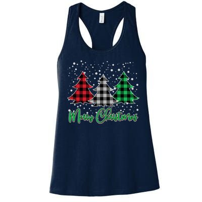 Merry Christmas Plaid Trees Women's Racerback Tank