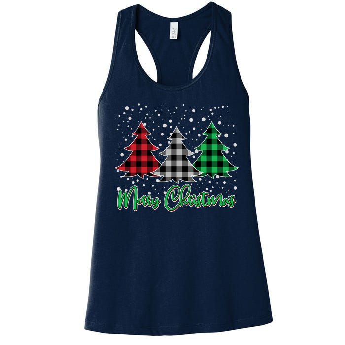 Merry Christmas Plaid Trees Women's Racerback Tank