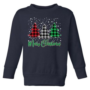 Merry Christmas Plaid Trees Toddler Sweatshirt