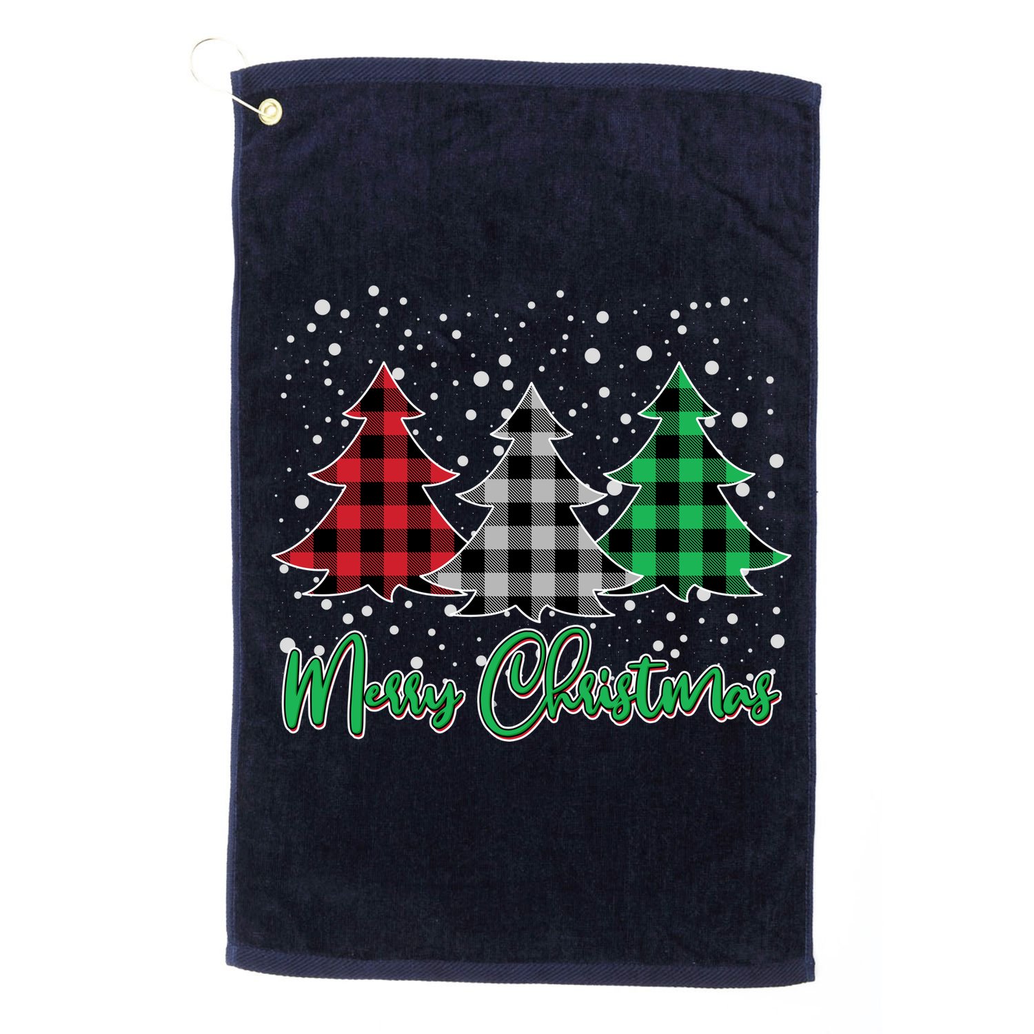 Merry Christmas Plaid Trees Golf Towel